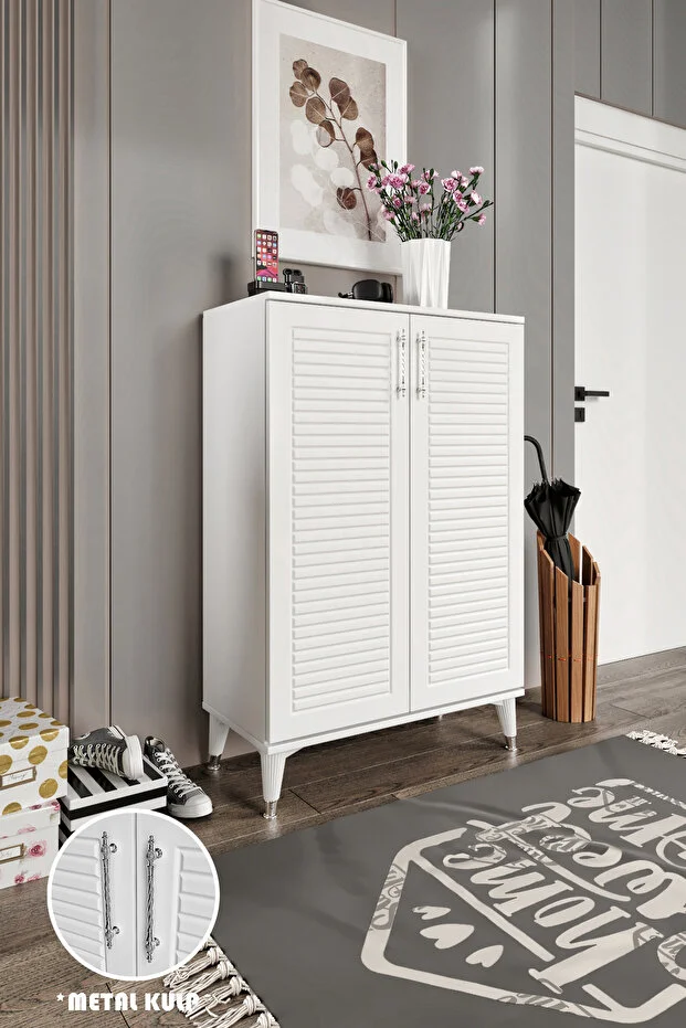 Panjurlu Ayakkabılık Metal Kulp Çok Amaçlı Dolap